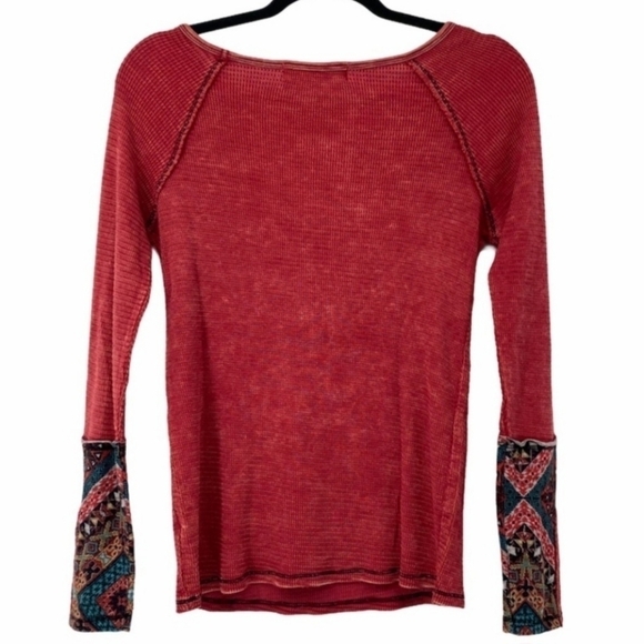Able Garment Dye Printed Thermal Top USA Made Women's Medium M Rust Red Cute EUC - Picture 2 of 7